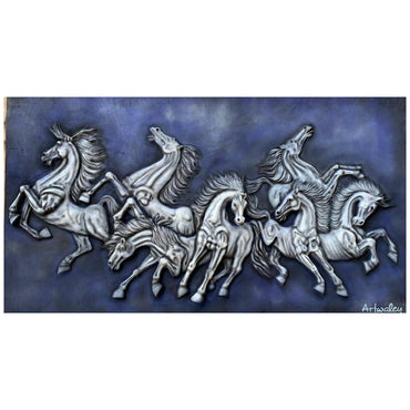 7 Horses Blue - Mural