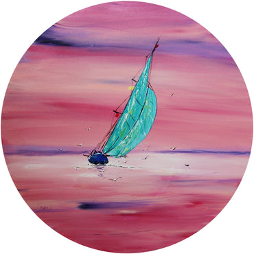 Boat on a pink ocean