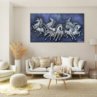 7 Horses Blue - Mural